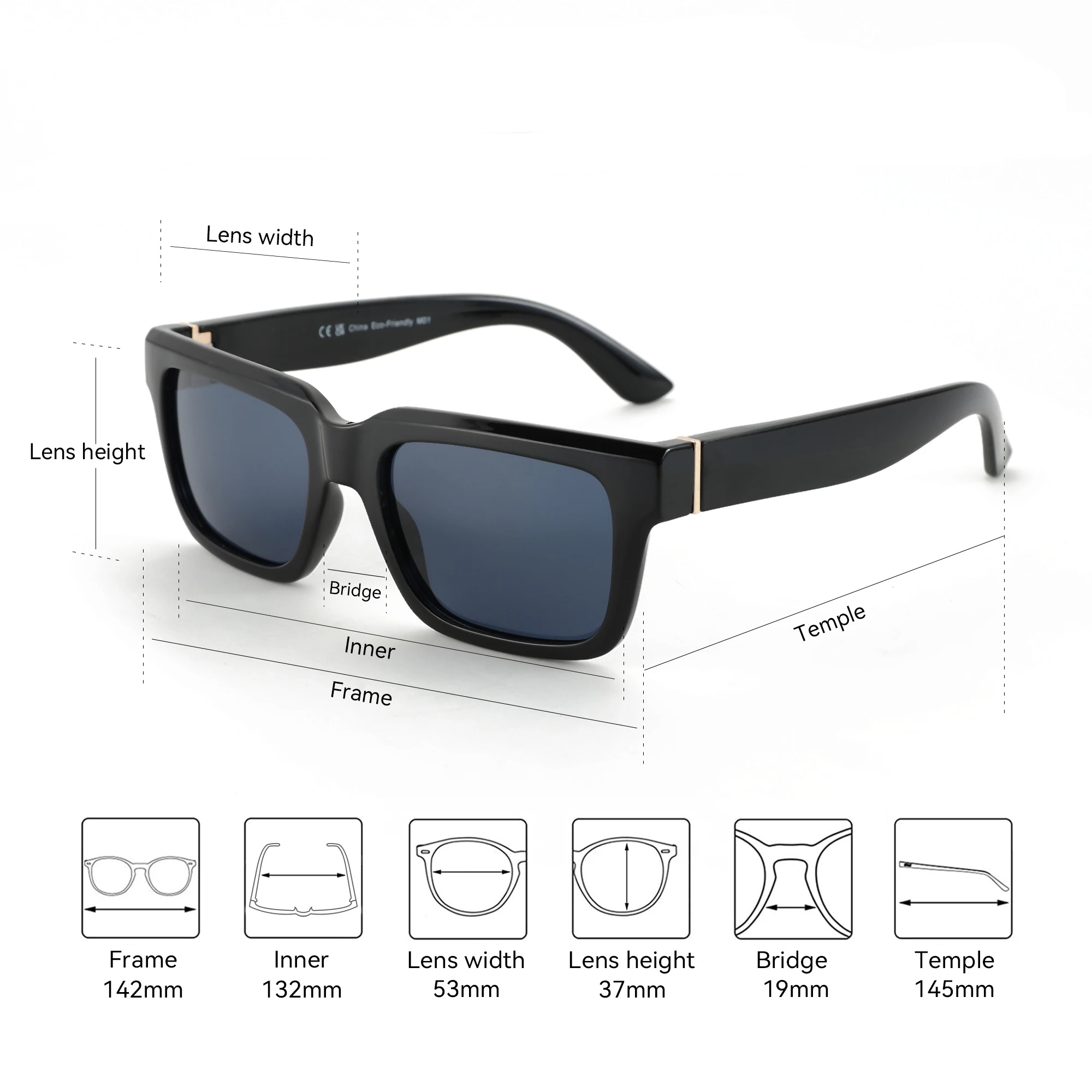 משקפי שמש פולרייזד VISU Square 2026 – עיצוב מלבני אופנתי וקליל (יוניסקס) – תמונה 4