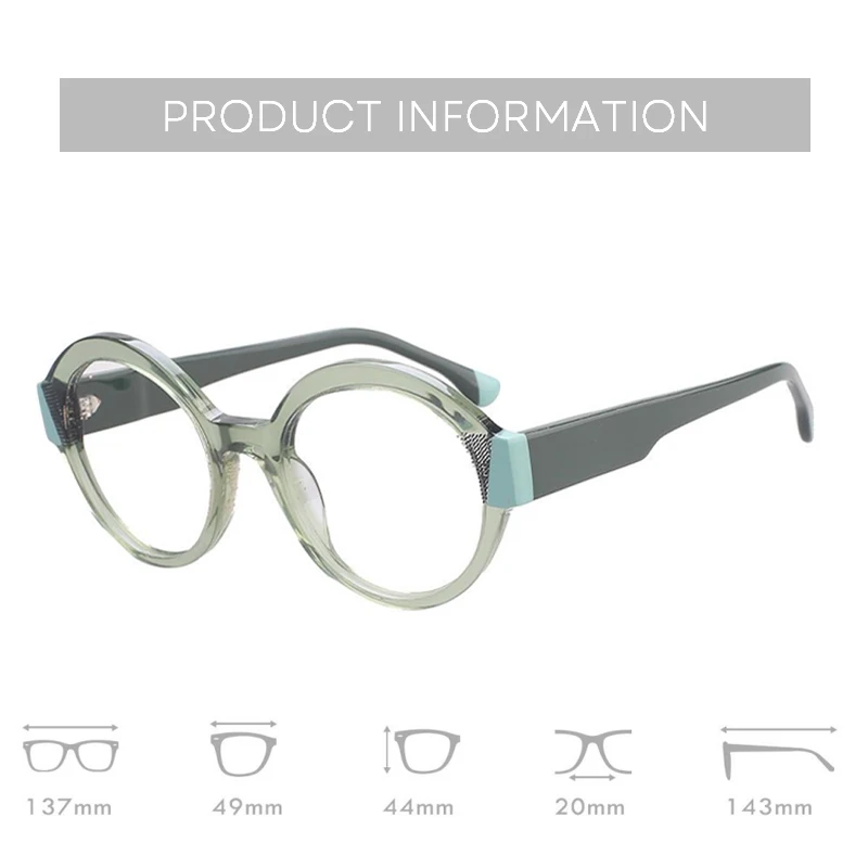 משקפי ראייה עגולים רטרו לנשים | דגם Handmade Acetate – תמונה 2