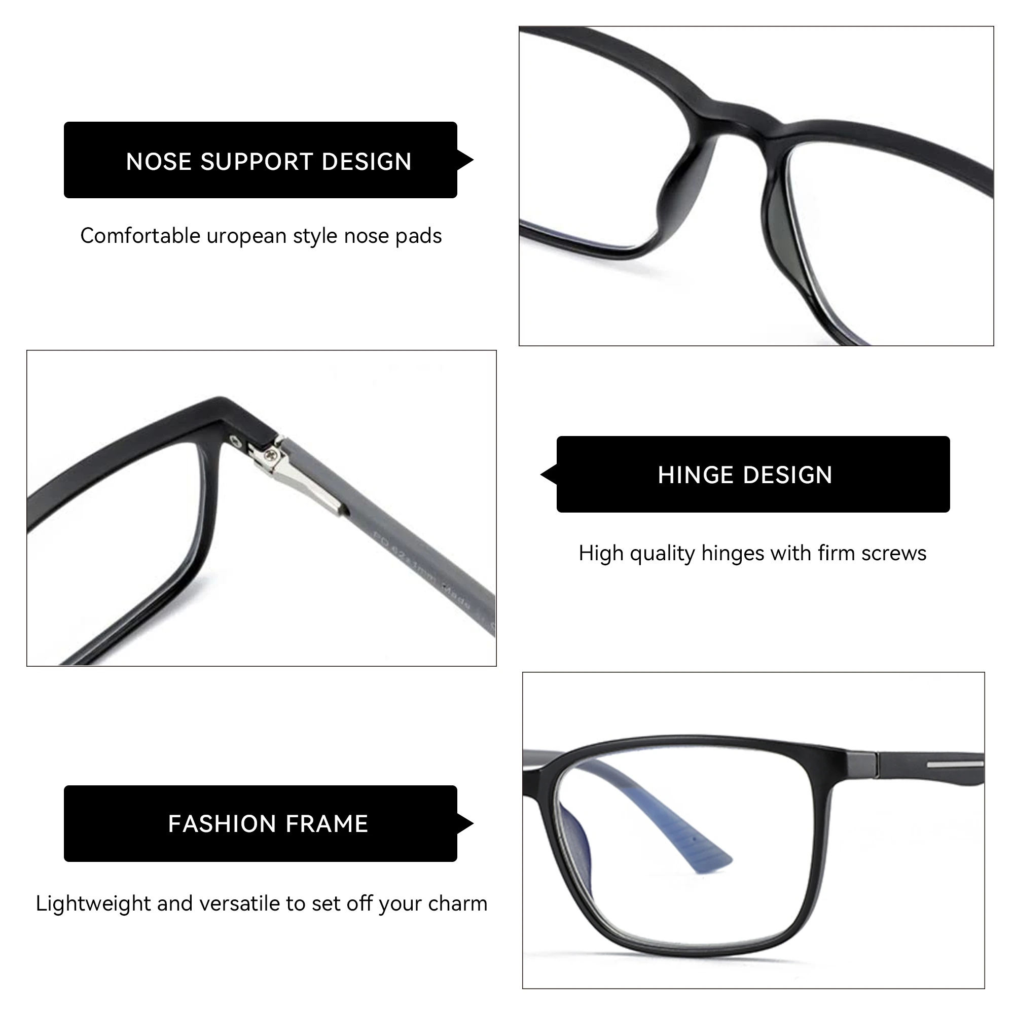 משקפי ראייה מרובעים - הגנת אור כחול ומולטיפוקל – תמונה 3