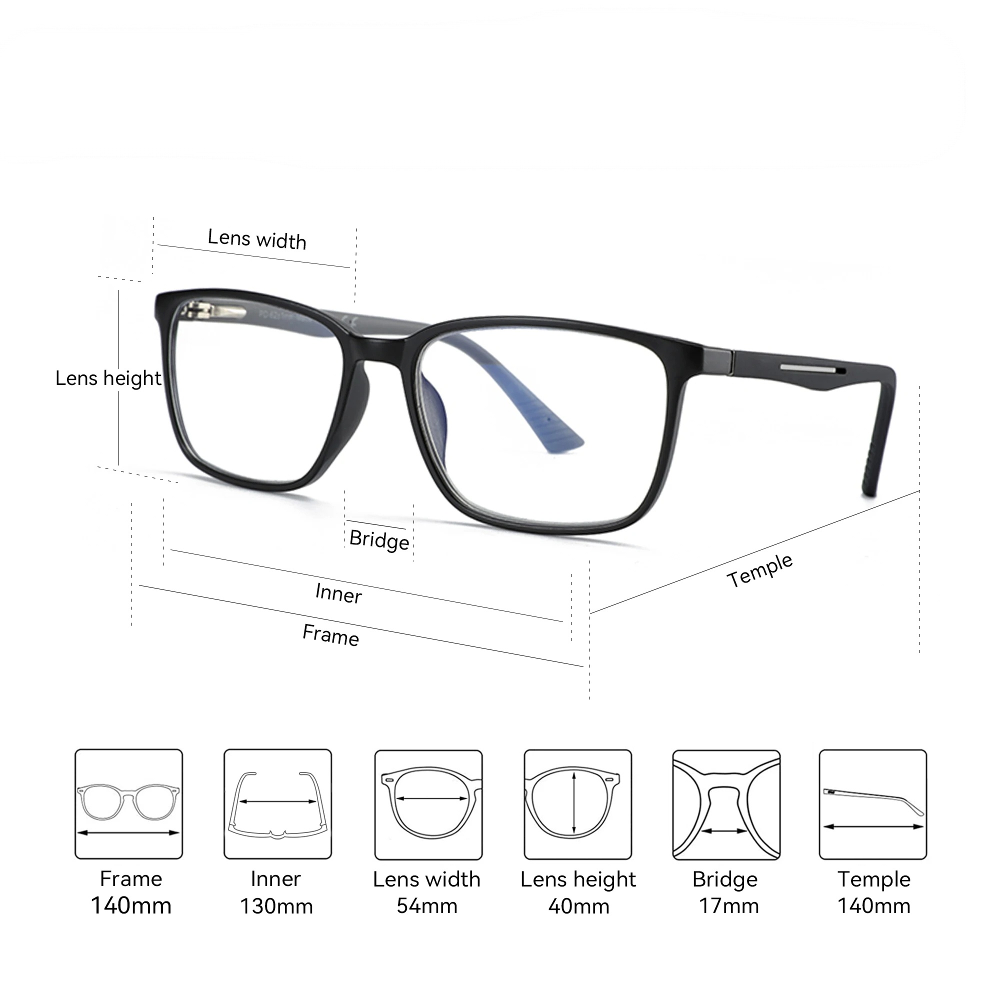 משקפי ראייה מרובעים - הגנת אור כחול ומולטיפוקל – תמונה 4