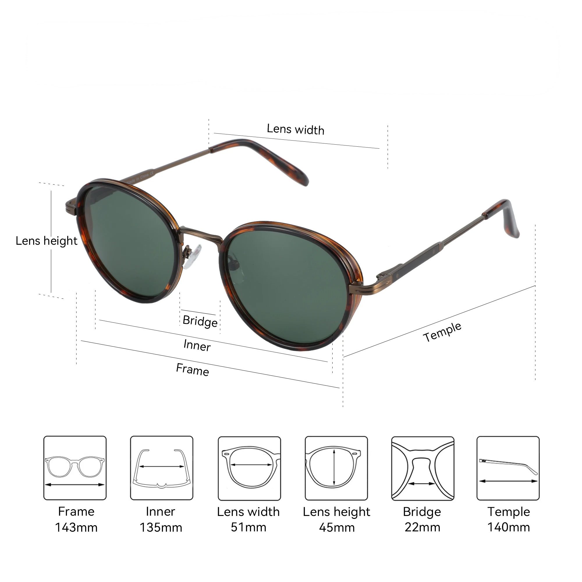 משקפי שמש VISU Steampunk עגולים - יוניסקס פולרייזד – תמונה 4