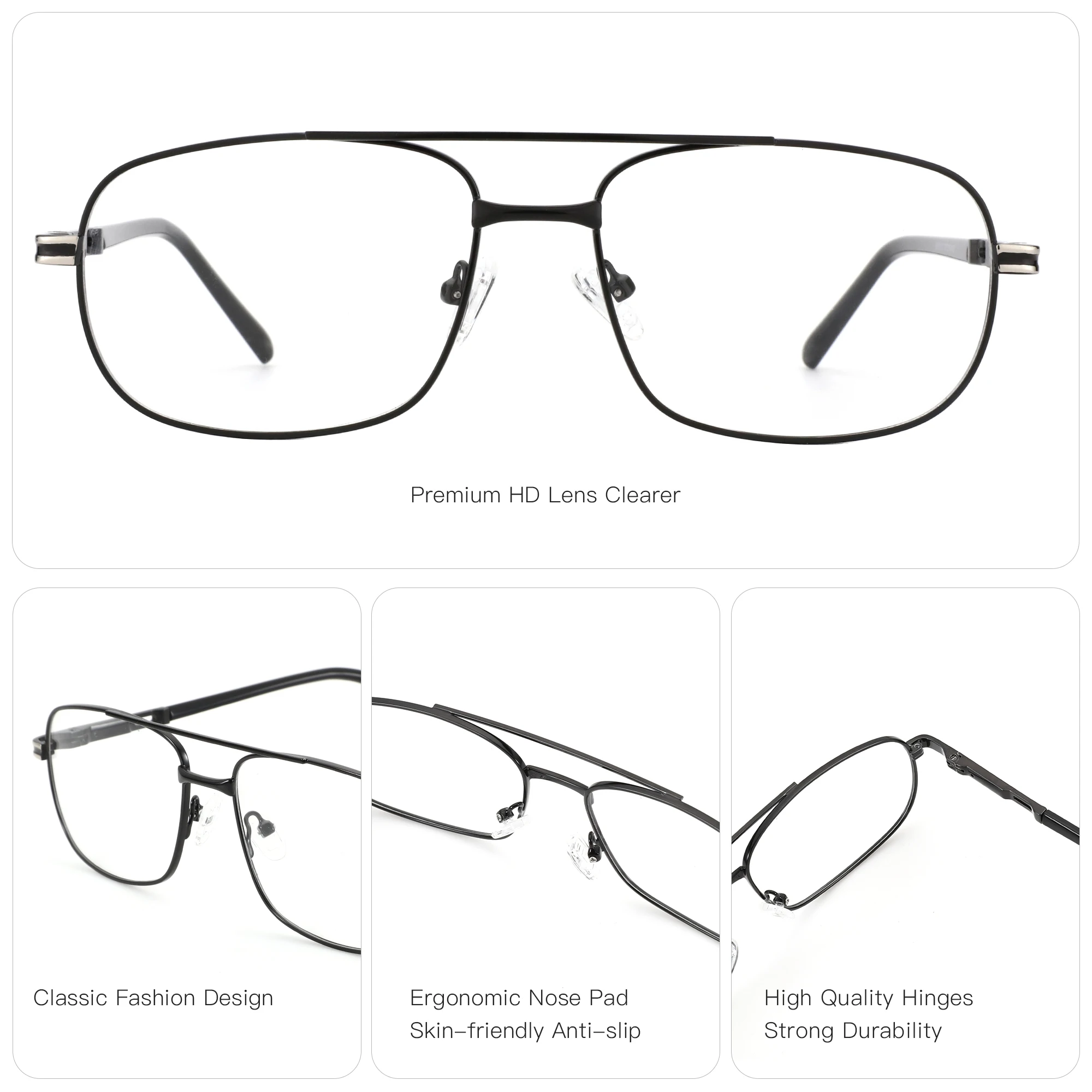 משקפי טייסים אופטיים מידה XL | מסגרת מתכת איכותית – תמונה 4